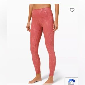 Lululemon Wunder Under High Rise Legging 28" Pink Shiny Pattern Women's Size 6